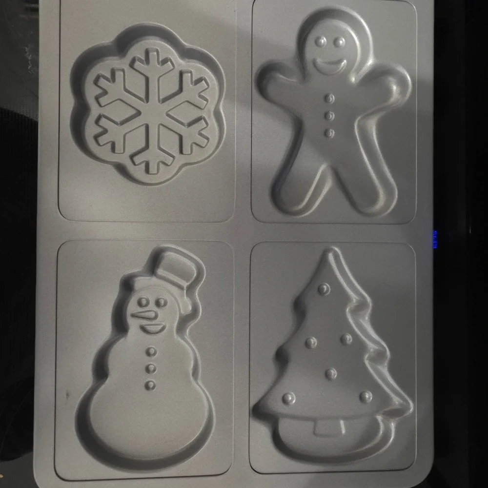 Food‎ Network Non Stick Christmas Cookie Mold Set of 2 Snowman Tree Gingerbread